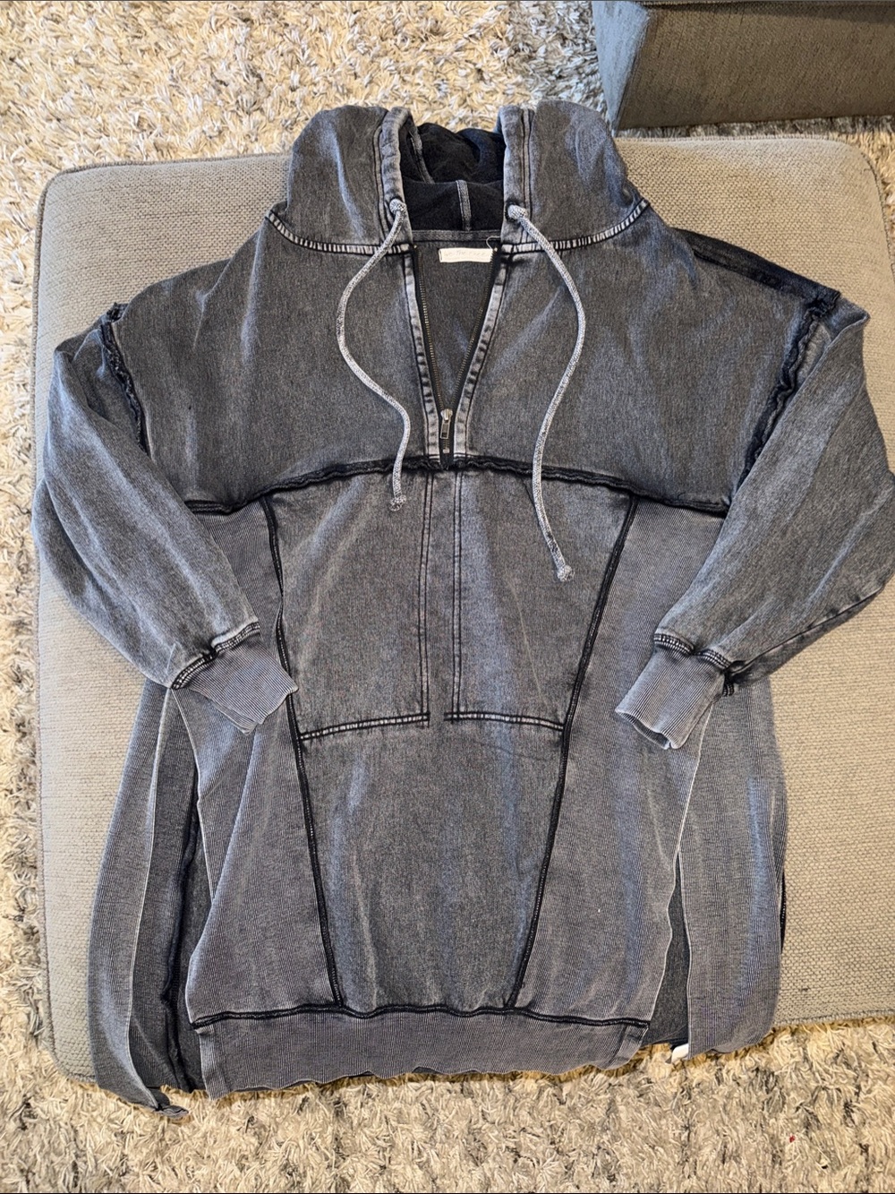 We The Free Washed Charcoal Half-Zip Hoodie